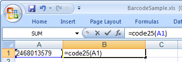 code-à-barres code25 excel macro