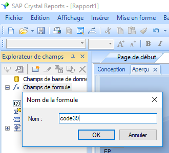 Générer Code à Barres Code 39 Dans Crystal Reports