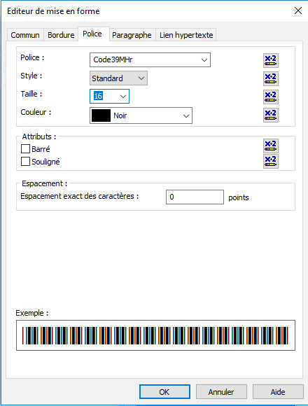 code39 code barres font crystal reports