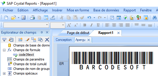 code39 code à barre crystal reports