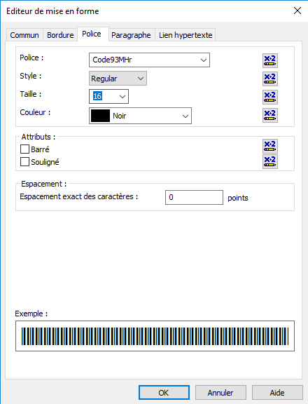 code93 code barres font crystal reports