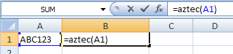 Aztec Code Excel macro