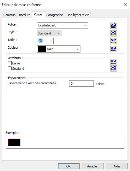 GS1-Databar code barres font crystal reports