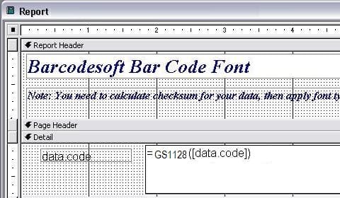 code à barres gs1128 access macro