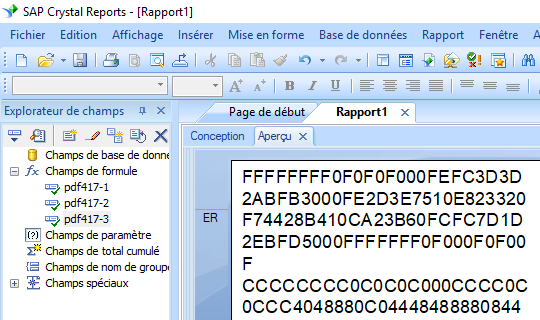 PDF417 crystal reports champ formule