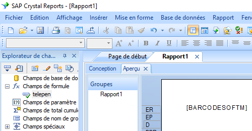 telepen code barres crystal reports UFL