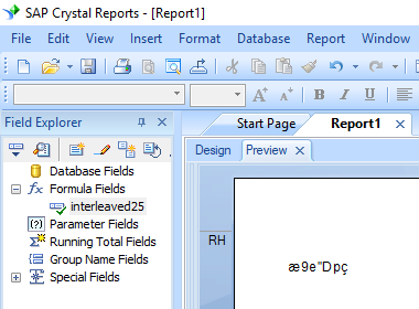 Interleaved 2of5 crystal reports formula field