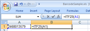 Interleaved 2of5 barcode excel macro