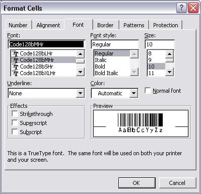 Code128 フォント excel