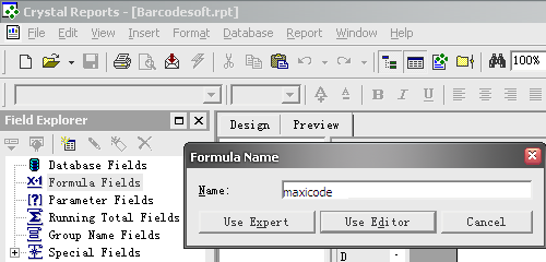 maxicode barcode crystal reports create formula