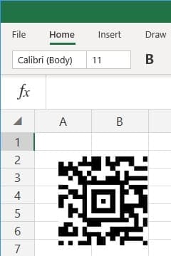 office 365 excel insert Aztec code barcode