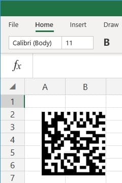 office 365 excel insert Data Matrix barcode