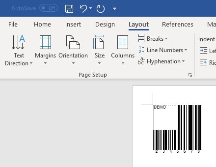 code 39 barcode in office 365 Word