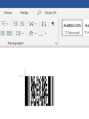 PDF417 barcode in office 365 Word