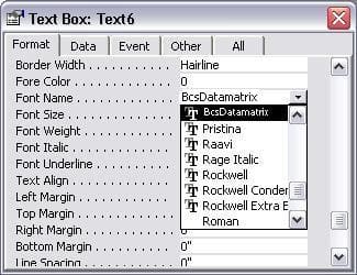 data matrix access 字體 